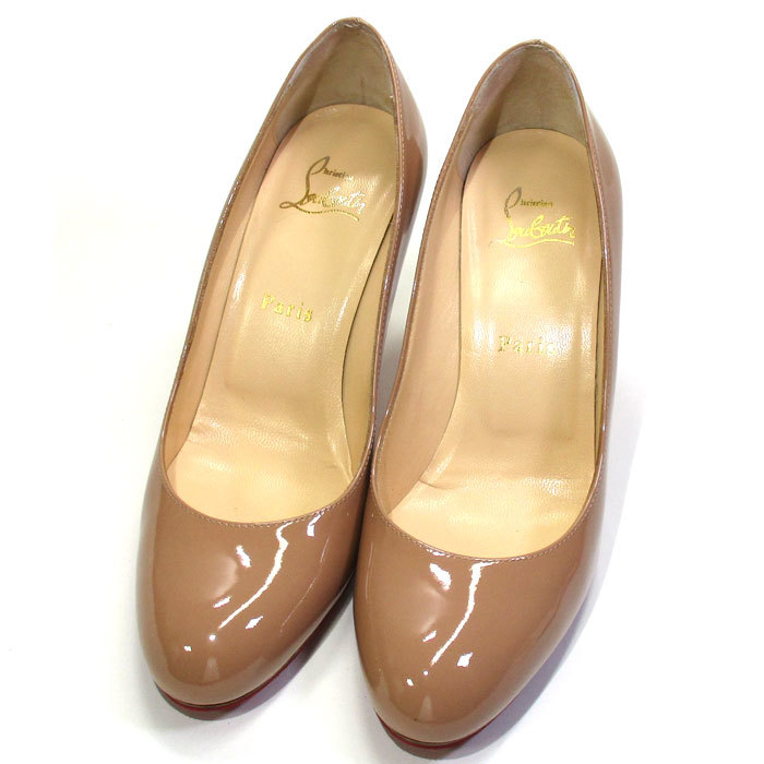 【中古】Christian Louboutin SIMPLE PUMP 85 パンプス パテントレザー ベージュ ヌードカラー 3080263 表記サイズ 37 1/2