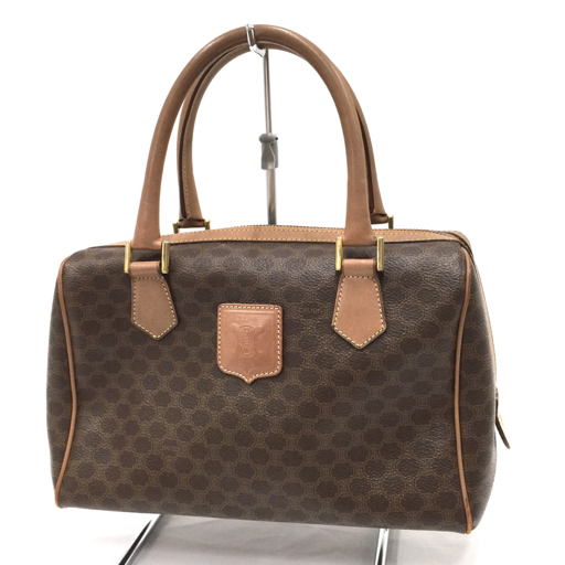 セリーヌ ミニボストンバッグ ハンドバッグ M14 PVC × レザー ストラップ付 ブランドロゴワッペン ブラウン系 バッグ