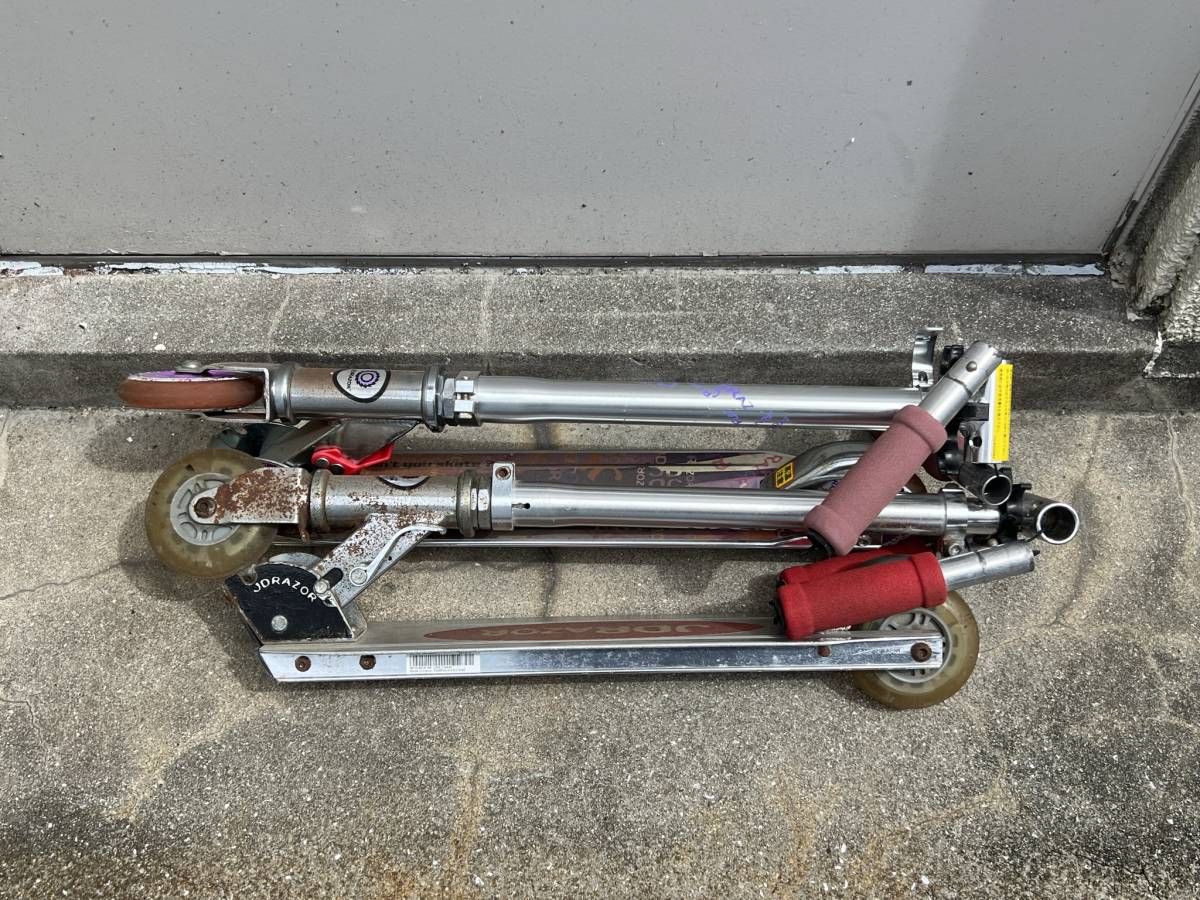 キックスケーター JDRAZOR 2台 折り畳式キックボード LEDタイヤ 子供 