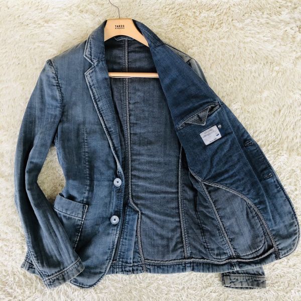 ガス『魅力的な一着』GAS　テーラードジャケット　デニムジャケット　ブルー　M　コットン　綿　ストレッチ　センターベンド　62