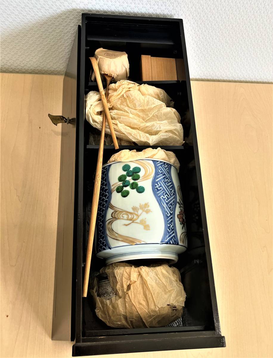井濱‐18】未使用 茶道具セット 茶碗 柄杓 水差し 道具一式 短冊棚52
