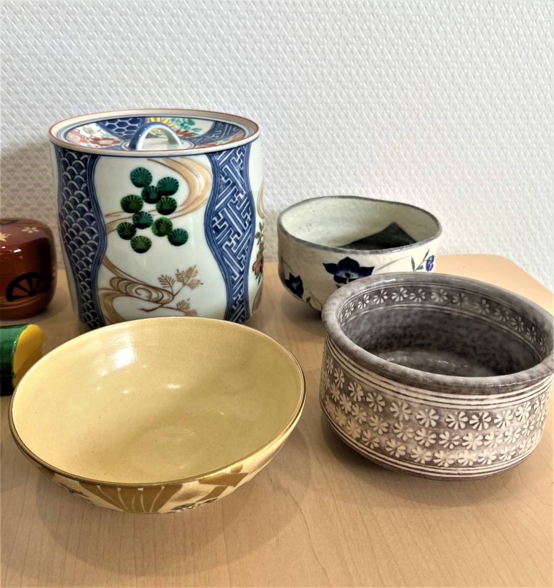 井濱‐18】未使用 茶道具セット 茶碗 柄杓 水差し 道具一式 短冊棚52