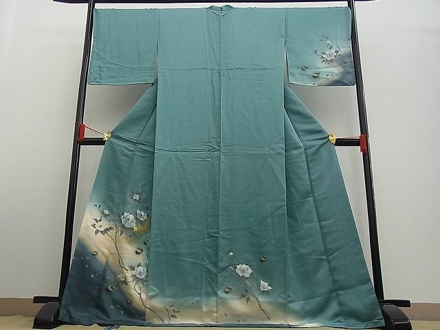 暈し染め 逸品 金彩 枝花文 螺鈿 正絹 本金箔 kg1366 花美人□