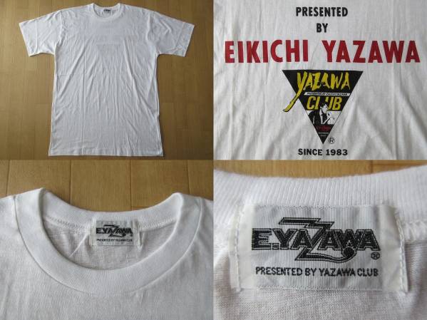 E.YAZAWA Tシャツ ホワイト ペア 2枚セット Mサイズ Sサイズ 正規 超激得，新品 80's 当時物 矢沢永吉 YAZAWA CLUB Tシャツ L位 白