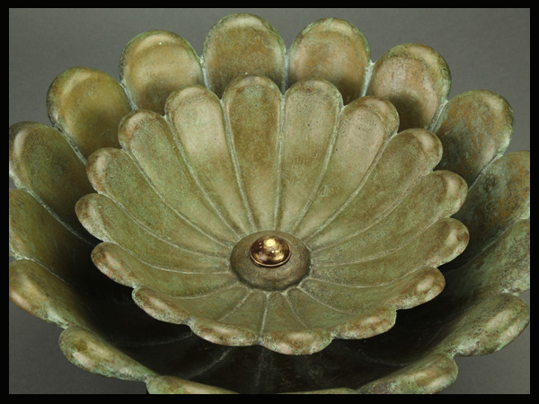 【流】仏教美術 銅製蓮型台 IH956