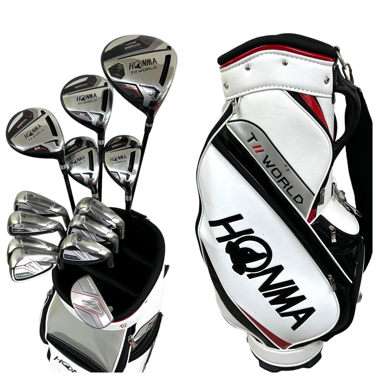 【美品】2022年モデル HONMA ホンマ TOUR WORLD ZERO SP ゴルフクラブ13本セット フレックスR キャディバッグ付き 管0510