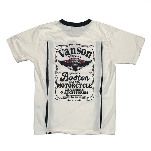 vanson バンソン 半袖Tシャツ オフホワイト Lサイズ ボウリングシャツ ボーリング バイカー ハーレー バイク アメリカン ウイング アメカジ