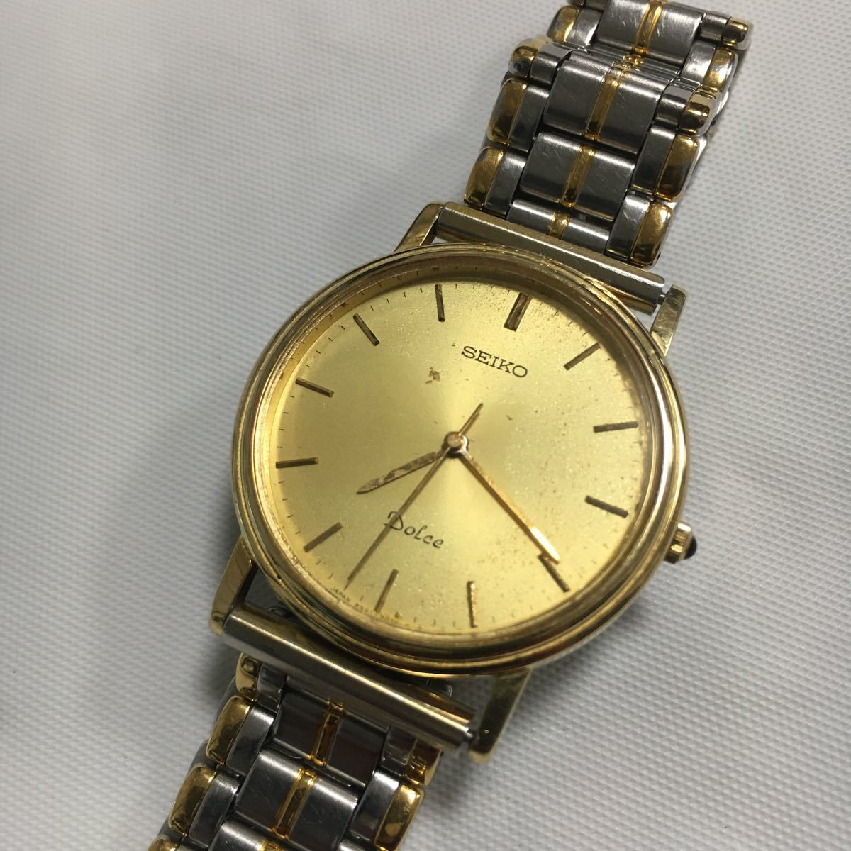 電池交換済 SEIKO DOLCE メンズ 腕時計 クォーツ 3針 8N41-7030 