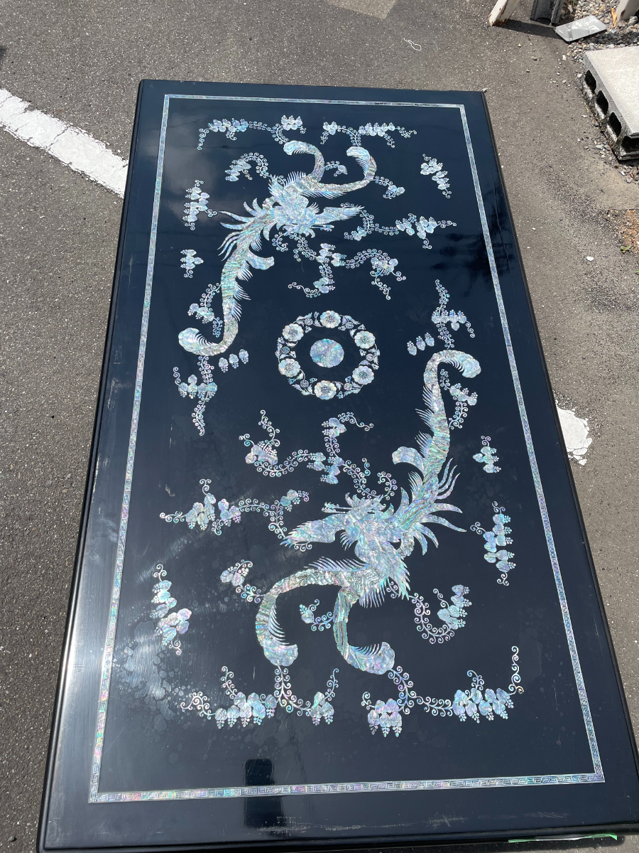 螺鈿細工の座卓 152×82cm◇机/長方形/テーブル/時代/和室/文机/木工芸