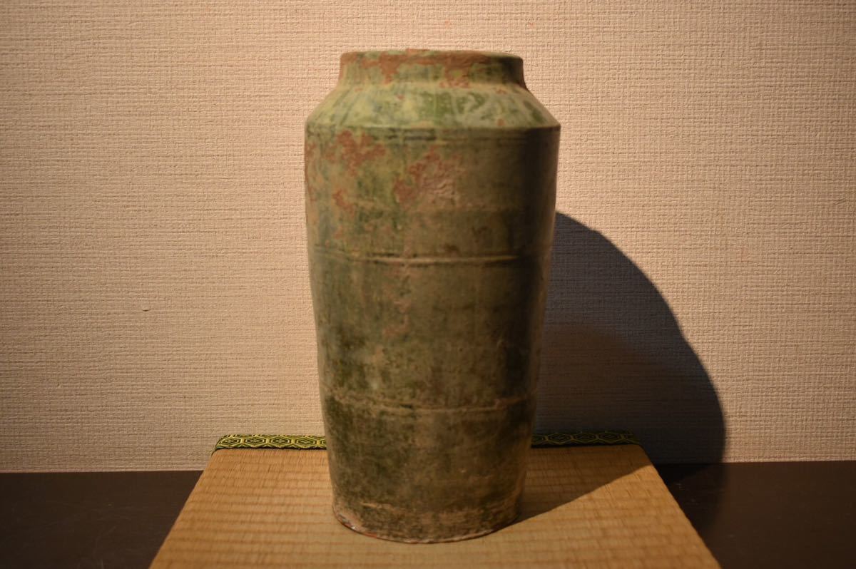 GE】E1085【コレクター所蔵品】漢緑釉瓶/骨董品 時代品 美術品 古美術