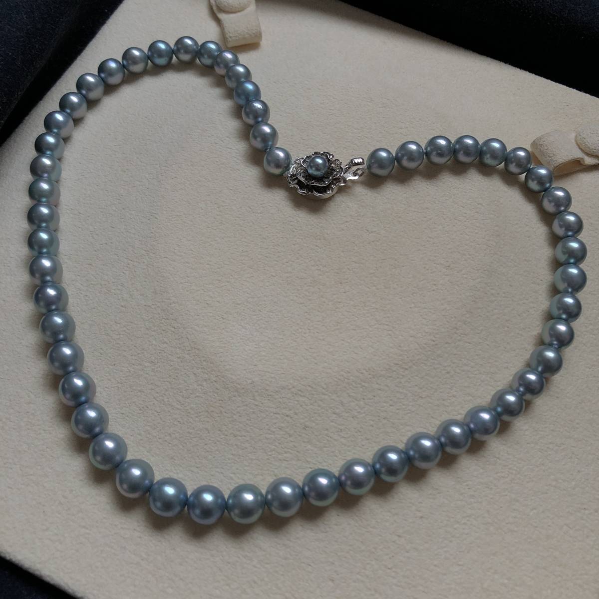 高級品 ★ グレー アコヤ あこや 真珠 約8mm ネックレス シルバー SILVER アクセサリー 阿古屋 冠婚葬祭 