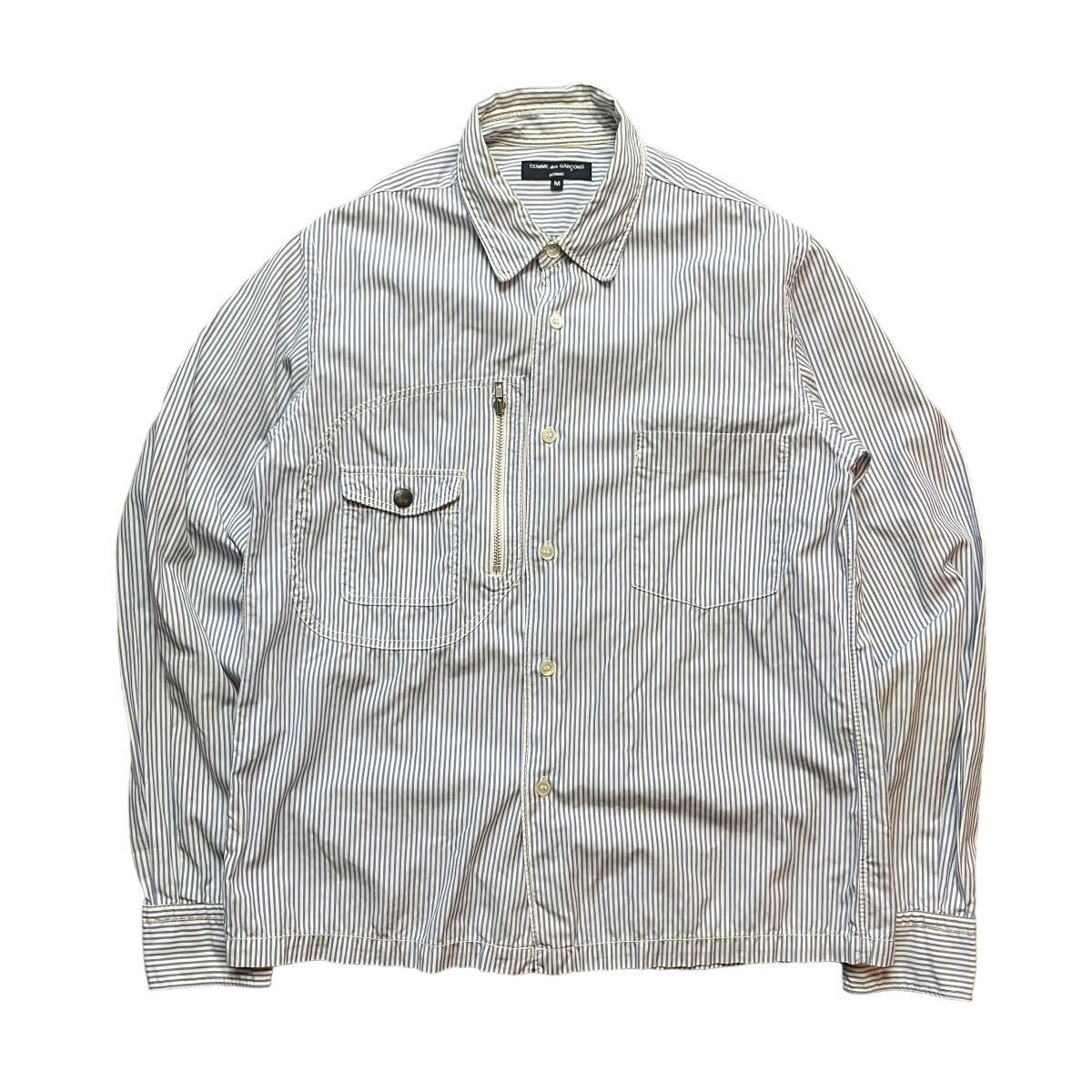 ad2005 00s COMME des GARCONS HOMME コムデギャルソンオム ストライプミリタリーシャツジャケット デザインポケット archive アーカイブ 