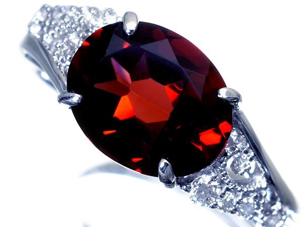 1円～【ジュエリー極】濃厚オレンジレッド煌く！大粒良質天然ロードライトガーネット2.72ct＆ダイヤ 高級Pt900リング k6604vl【送料無料】