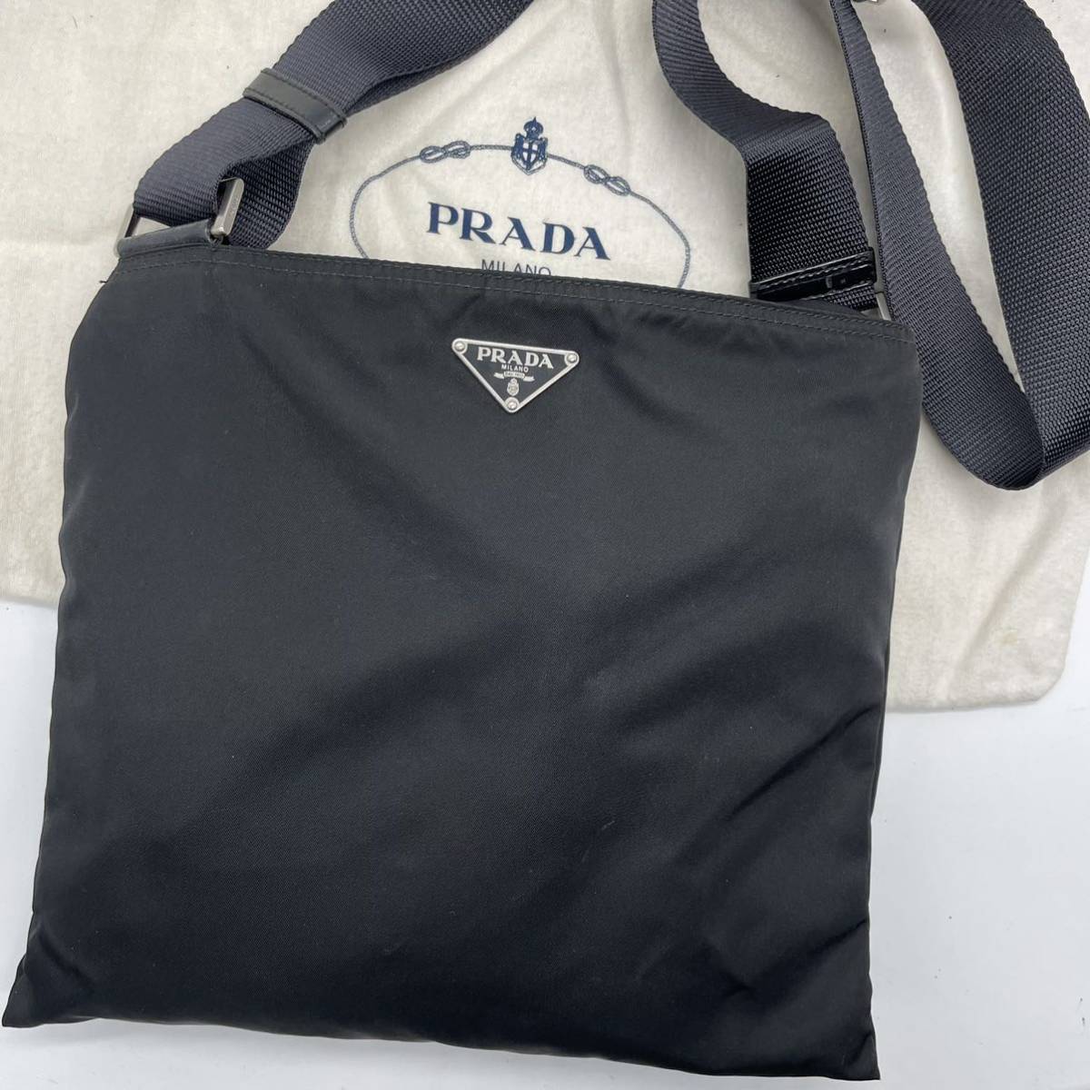 1円『美品』PRADA プラダ 三角ロゴ プレート ショルダーバッグ 