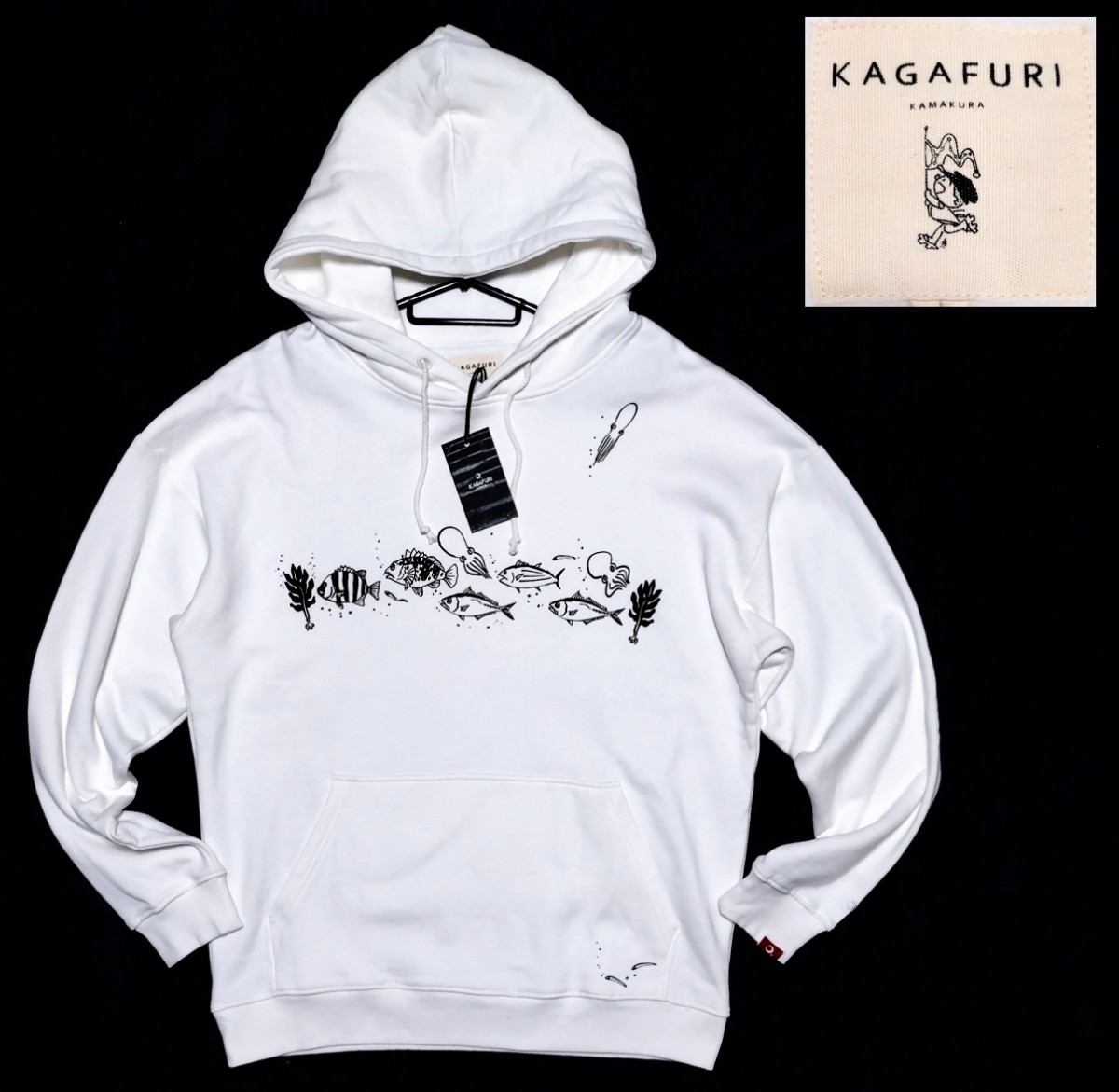 お買い得，爆買い 定価10 890円 Lサイズ KAGAFURI 魚スウェットパーカー/白 カガフリカマクラ 151(Lサイズ)｜売買されたオークション情報、yahooの商品情報をアーカイブ公開 - オークファン Lサイズ