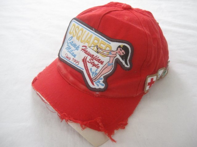 デッドストック DSQUARED2ディースクエアード クラッシュ加工ベースボールキャップ#3　長期保管品