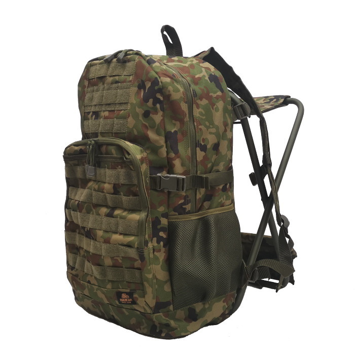陸上自衛隊　迷彩　スツール　デイパック　大容量　モール対応　陸自　JGSDF　リュック　イス付　サバゲー　アウトドア　装備　№H1704