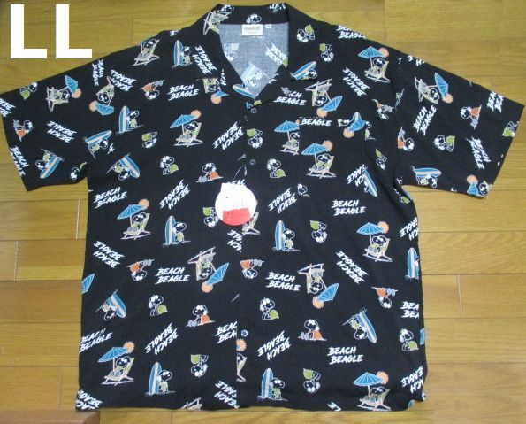 新品　即決価格　スヌーピー　アロハシャツ　LLサイズ　総柄　PENUTS　SURF　BEACH BEAGLE　正規品　半袖　シャツ