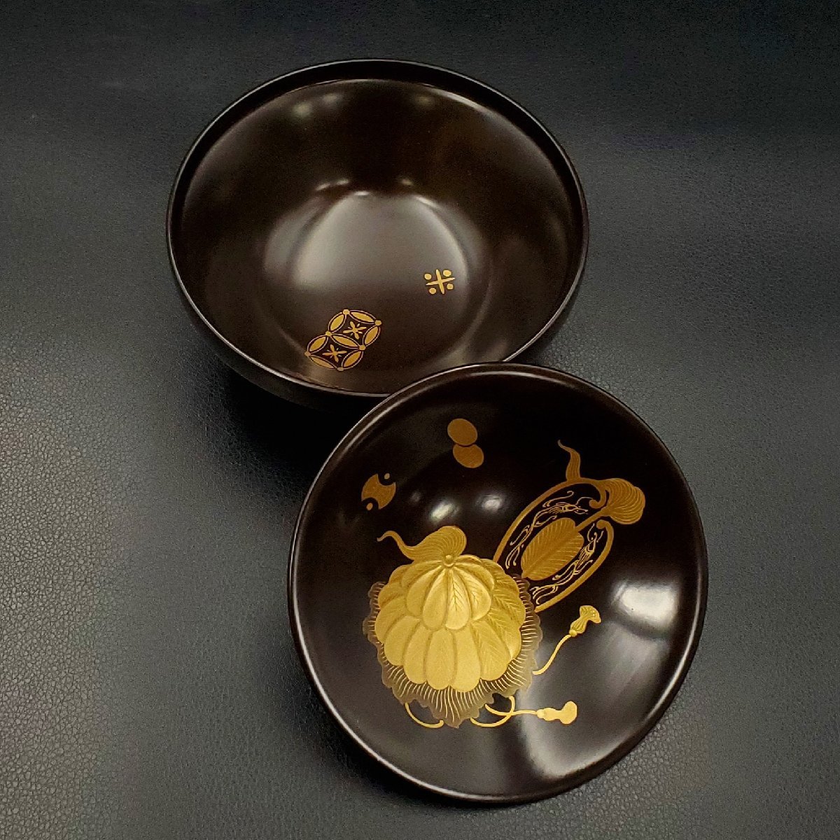 宝蔵】輪島塗 黒塗 宝尽くし蒔絵 吸物椀 御椀 汁椀 5客 約13㎝ 懐石