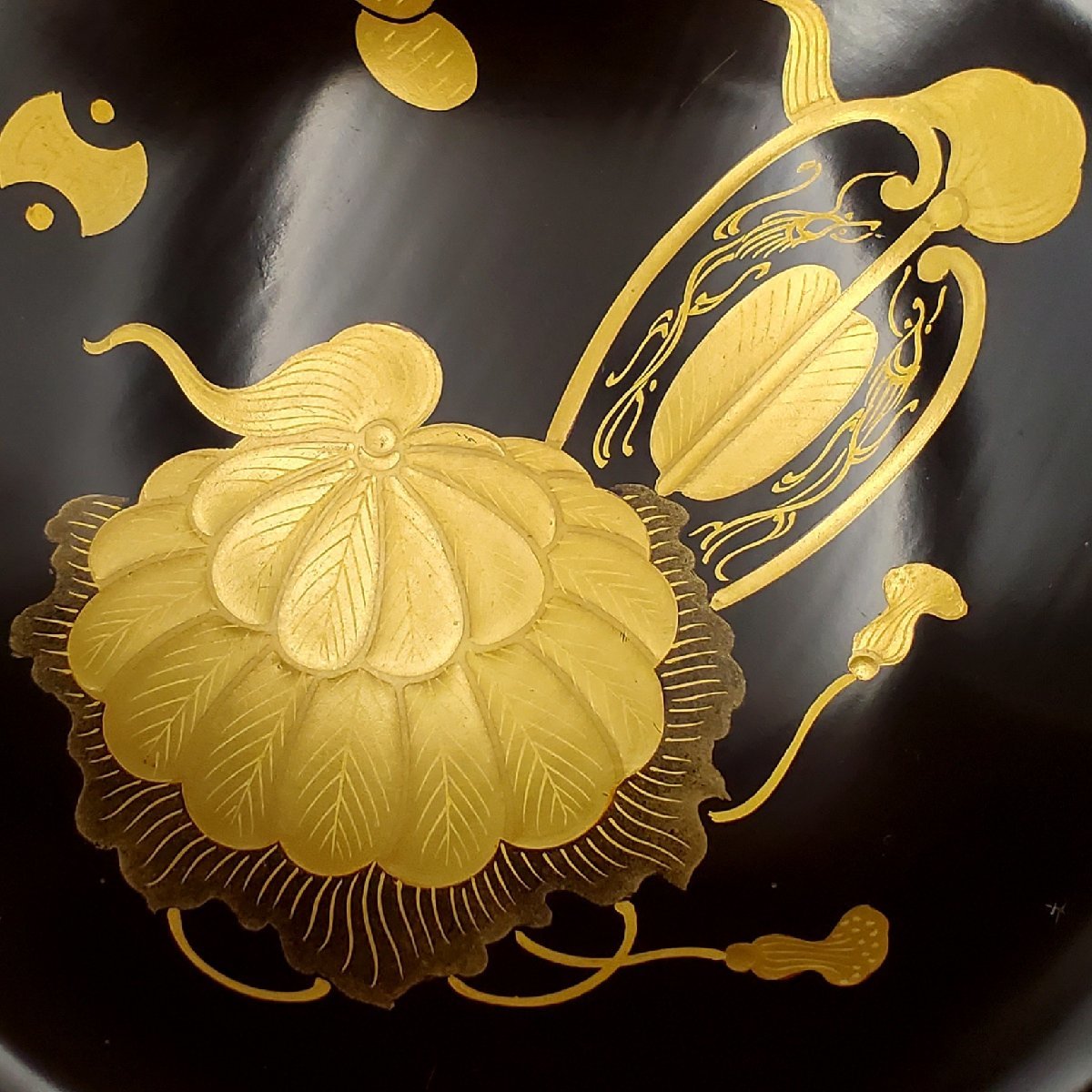 宝蔵】輪島塗 黒塗 宝尽くし蒔絵 吸物椀 御椀 汁椀 5客 約13㎝ 懐石