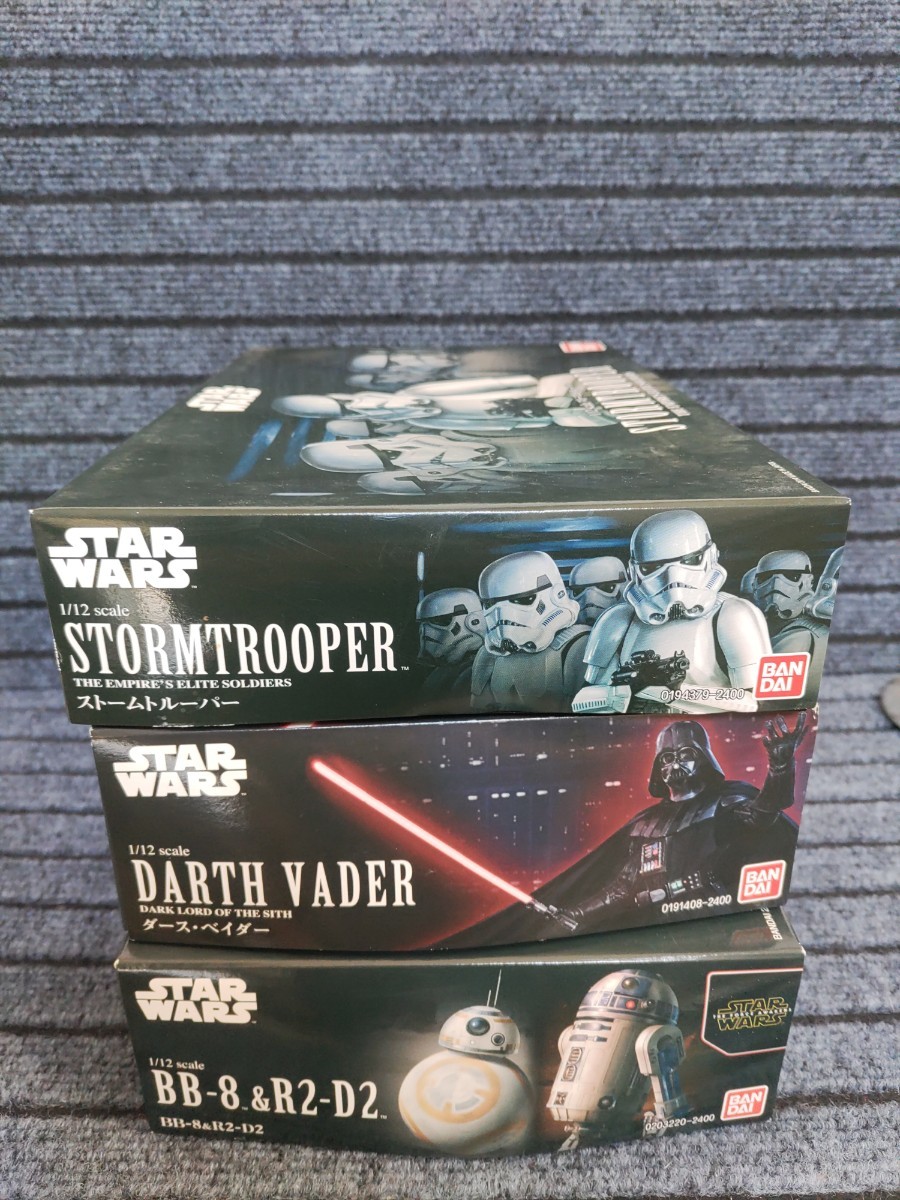 バンダイ 1/12 スターウォーズ プラモデル 3点セット 未開封 バンダイ 1/12 スターウォーズ プラモデル 3個セット パーツ袋未開封