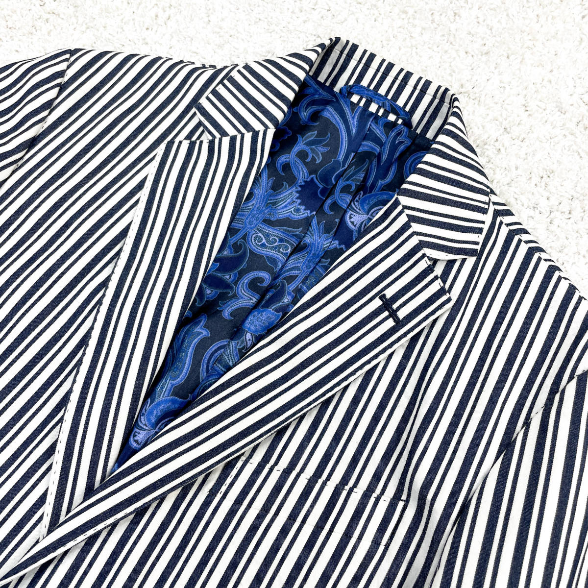 極美品【ETRO】コットン混 テーラードジャケット ブレザー ストライプ 