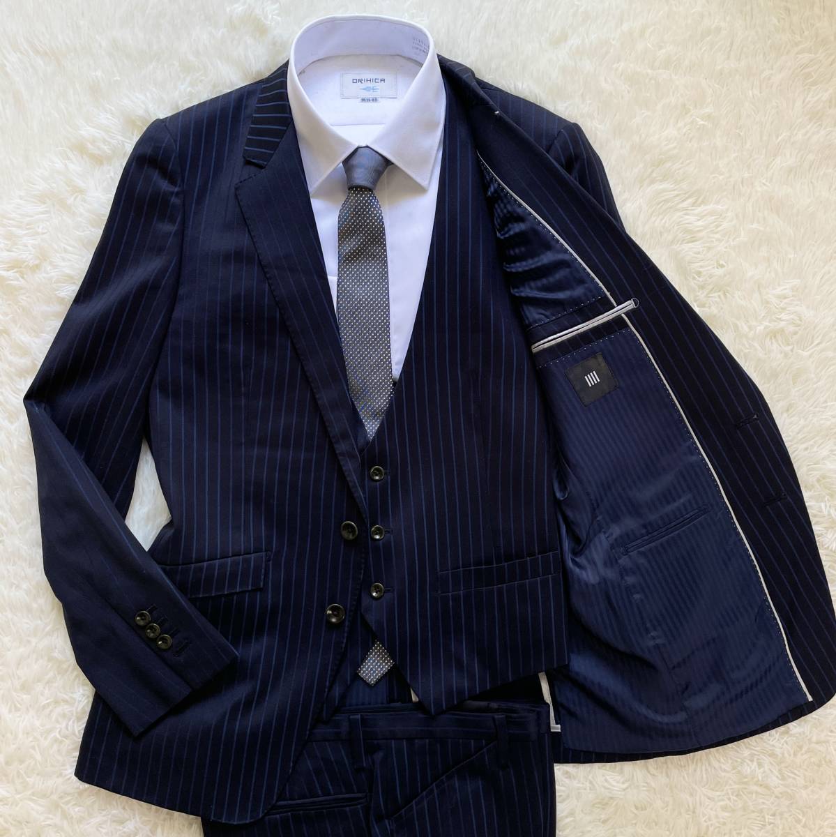 安い買取店舗 スーツセレクト【光り輝く3ピース】SUIT SELECT シルク 