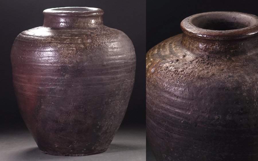 ∇花∇“某資産家蔵出し品” 江戸時代前～中期 古備前自然釉壷 野性味ある豪放な姿 ◇9 貝古備前雀口汁次（桃山時代） 笹田仁史 珠光文琳写