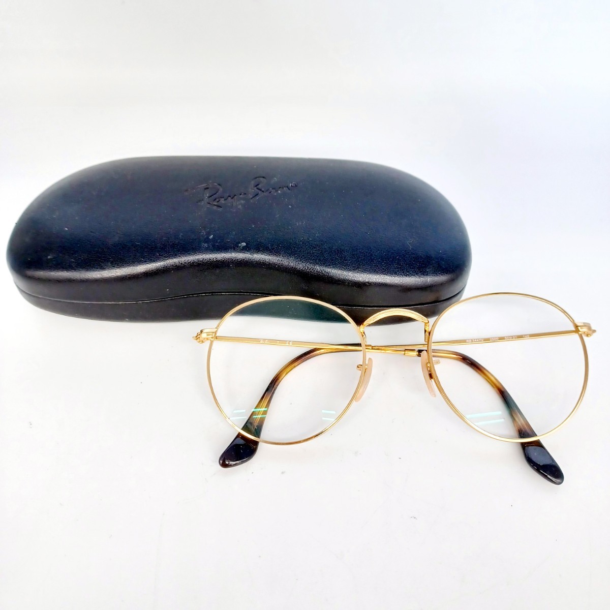 Ray-Ban レイバン 度入り眼鏡 ケース付き RB3447V 2500 50□21 メガネ 眼鏡 べっ甲 RayBan めがね ボストン フルリム ゴールドフレーム WK