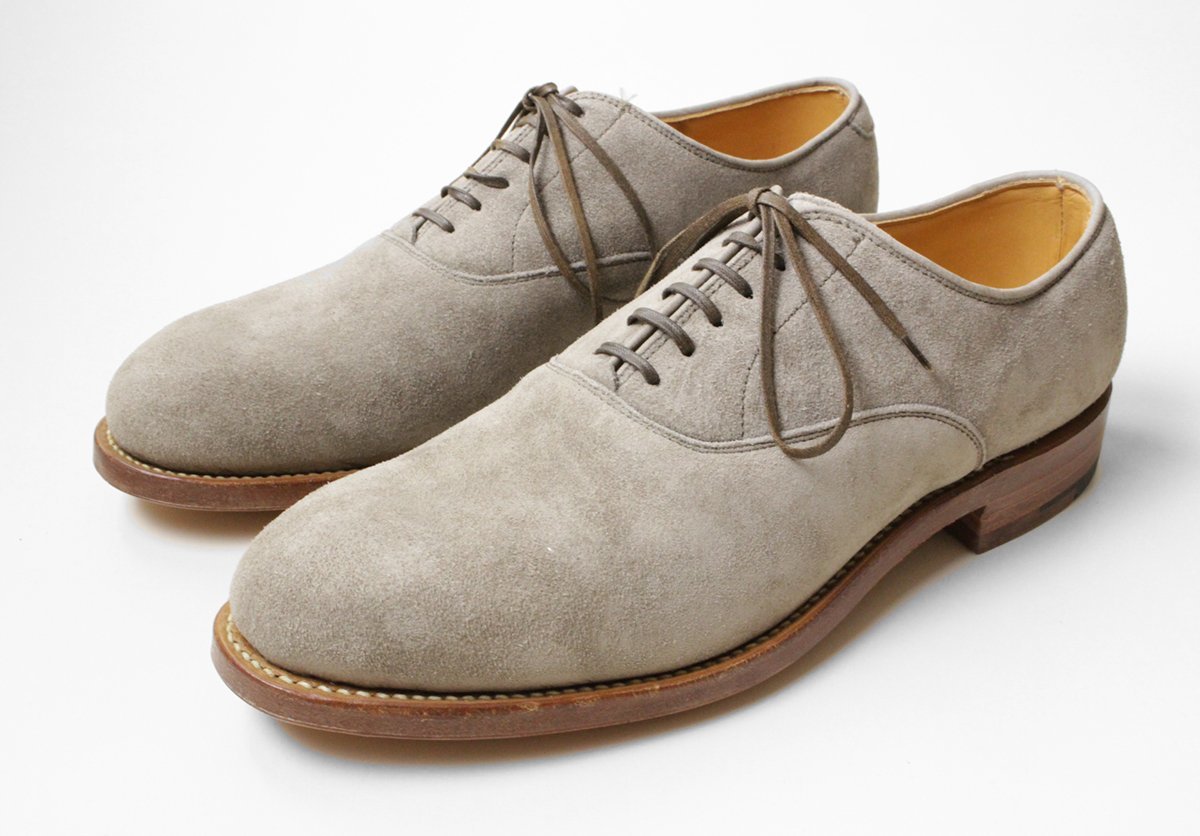 ★未使用 VIBERG ◆オックスフォード シューズ グレージュ サイズ9 (定価10万円) スエードレザー 革靴 カナダ製 ヴァイバーグ ◆No298