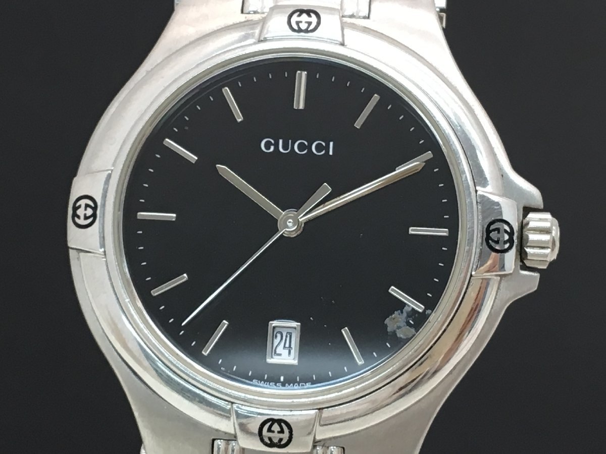 グッチ GUCCI 9040M ブラック文字盤 クォーツ 時計 腕時計 メンズ 中古 