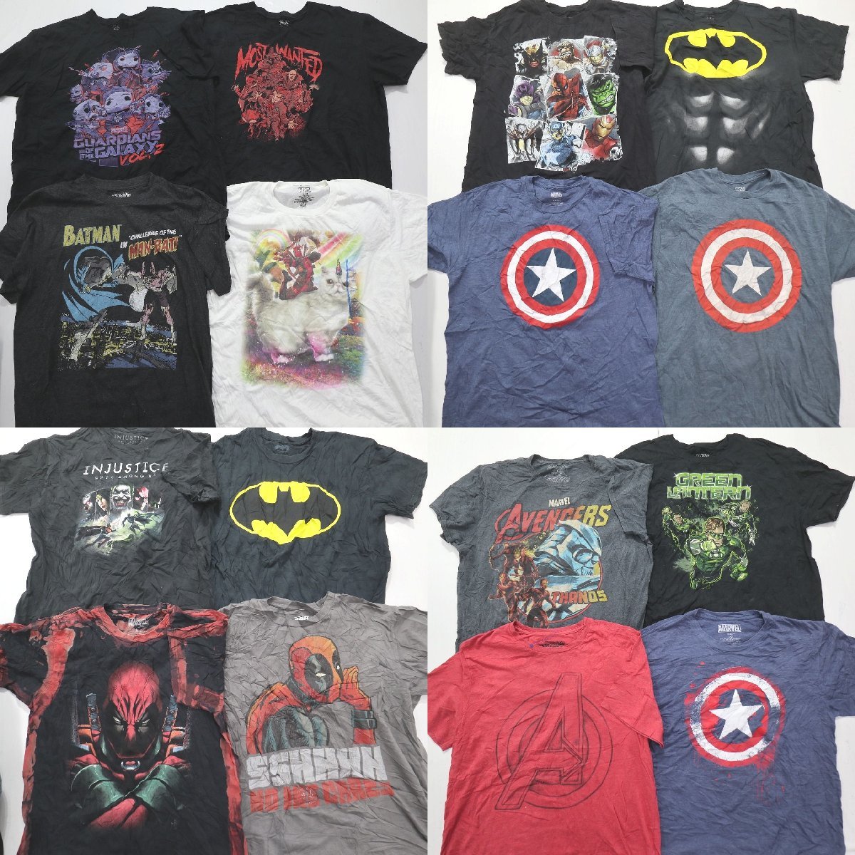 ◎アメコミ系半袖Tシャツ set アイアンマン　総柄 他 (メンズL) 16枚セット まとめ売り 古着卸 1円スタート 最落なし MN9195