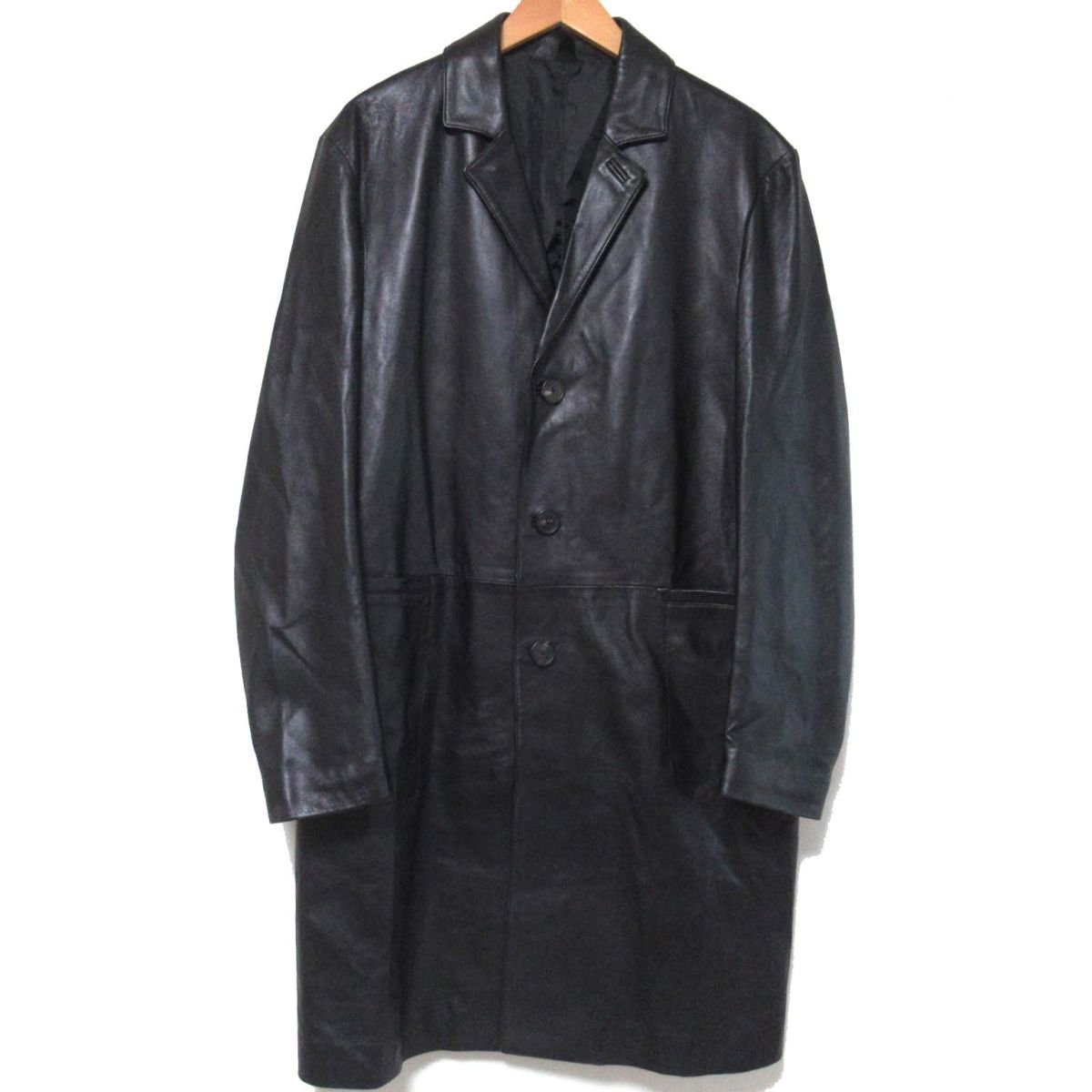 美品 TAGLIATOLE タリアトーレ ラムレザー チェスターコート 黒 ブラック C0503