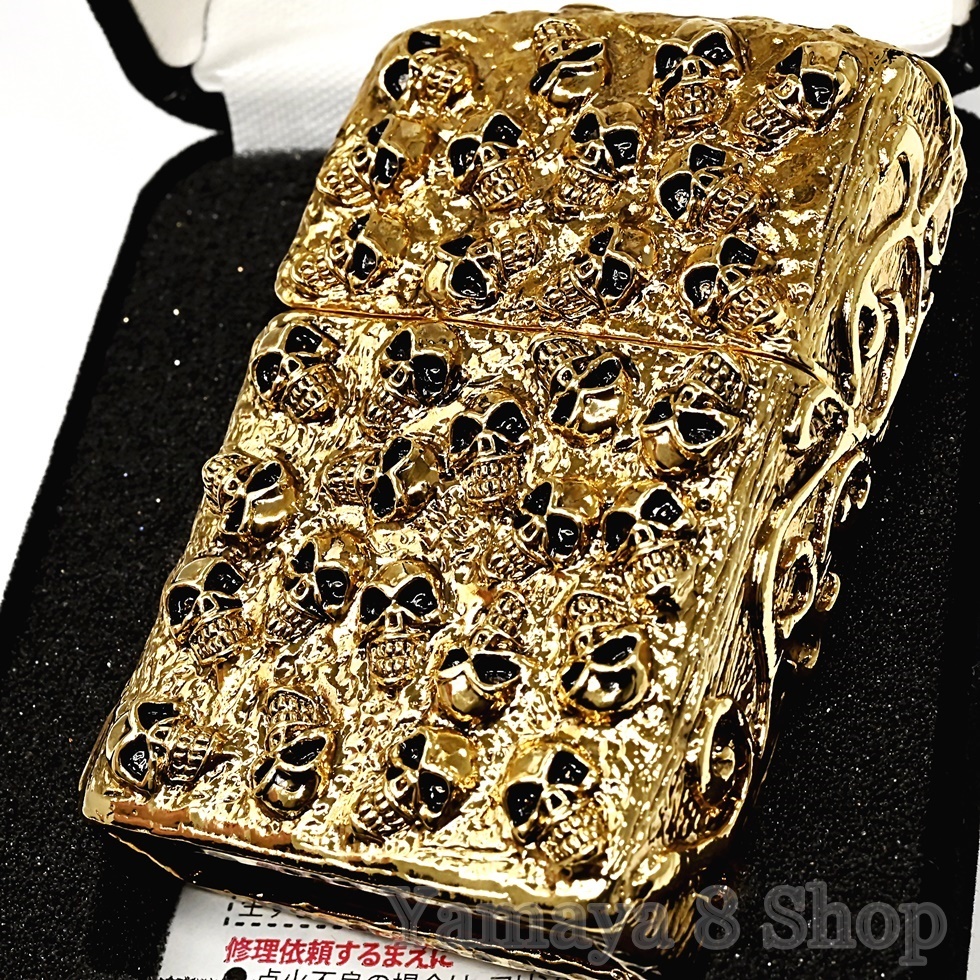 ZIPPO ５面 スカルジャケット 重厚 立体彫刻 ゴールド ジッポー ライター