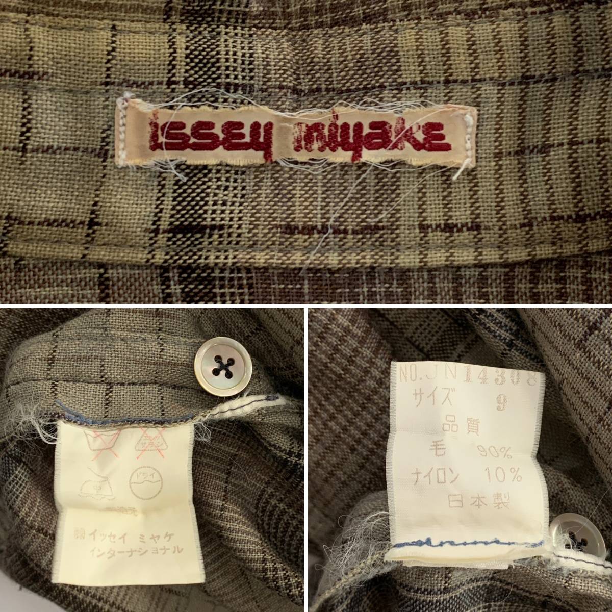 ☆ISSEY MIYAKE イッセイミヤケ 初期タグ VINTAGE 70s〜80s チェック柄 
