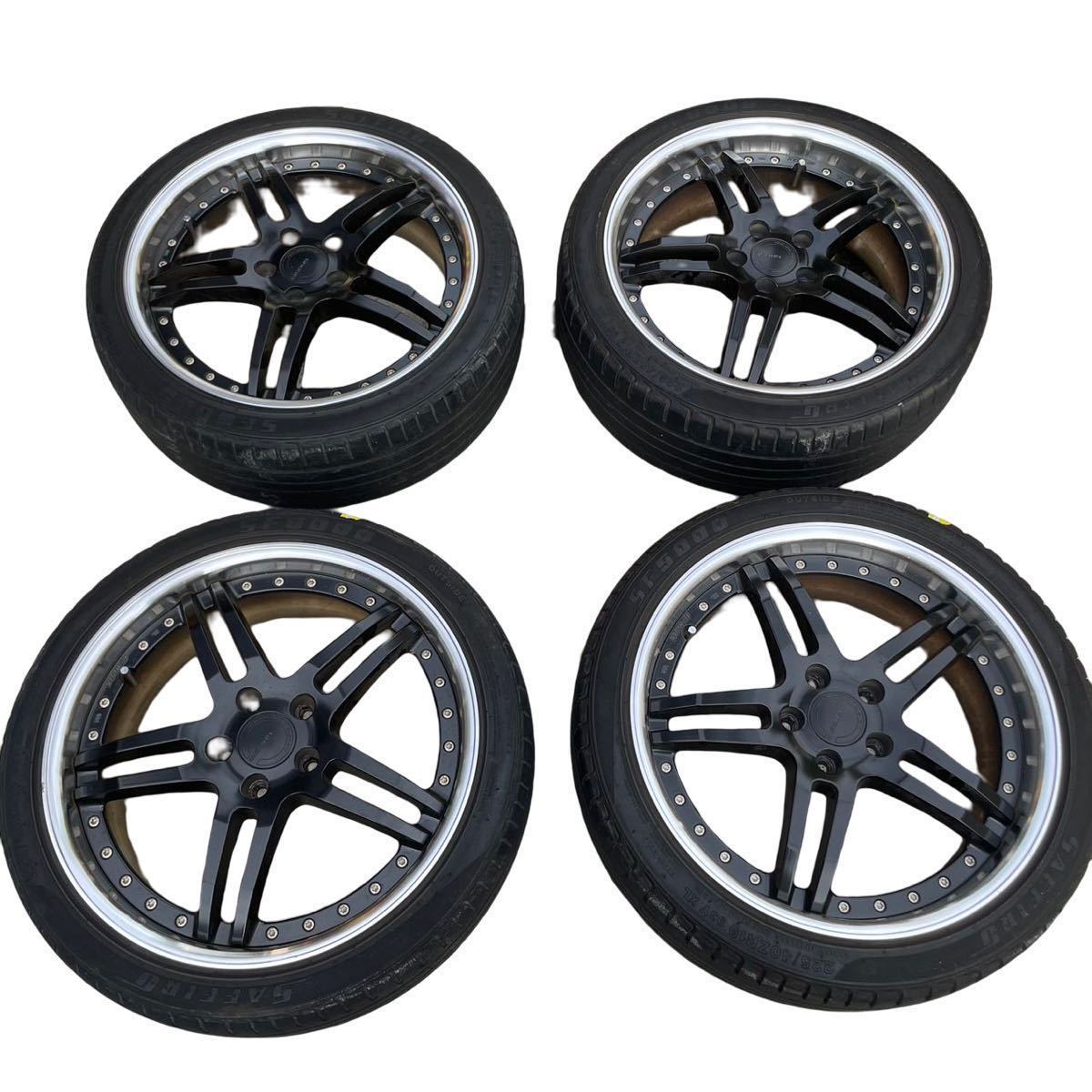 引取可能★ WORK ワーク　GROSIS　グノーシス　19インチ　19×7.5JJ+48 タイヤ225/40ZR19 4本 ★ジャンク