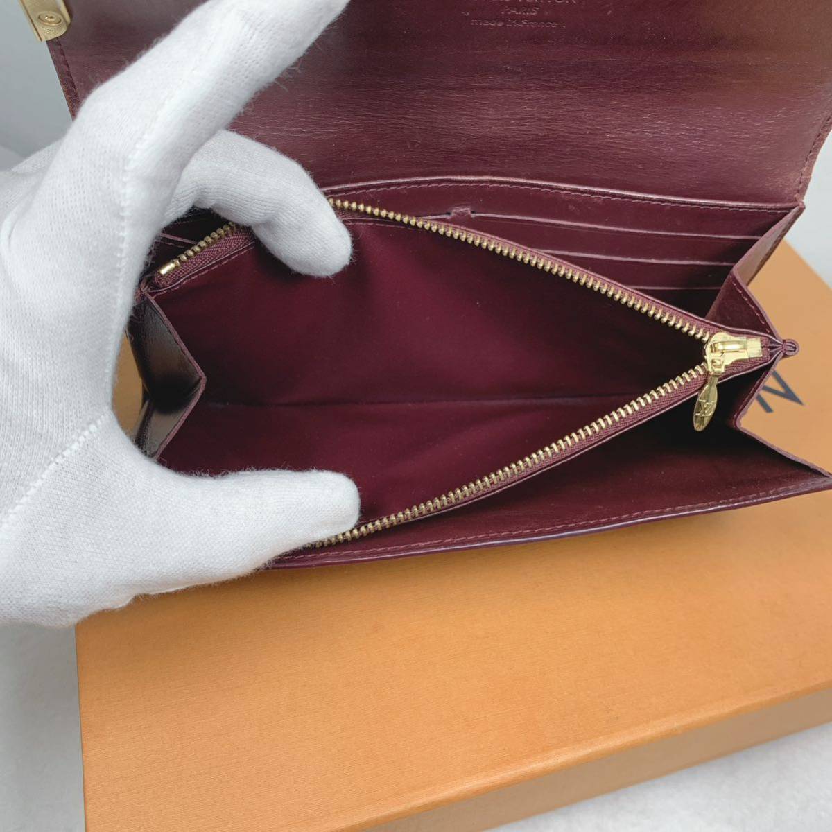 1円 LOUIS VUITTON ルイヴィトン 長財布 ヴェルニ 金具財布 シリアル 