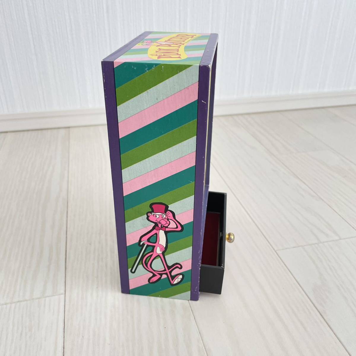 A□動作品□ PINK PANTHER ピンクパンサー オルゴール 小物入れ ダンス 