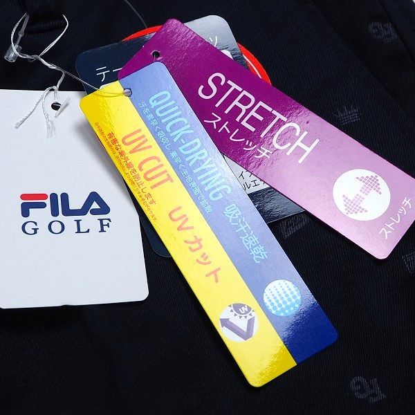 P164 新品 FILA GOLF フィラ ゴルフ 春夏 エンボス総柄 ストレッチ 9分丈 テーパード パンツ 吸汗速乾 UVカット Dカン 86 ネイビー_10