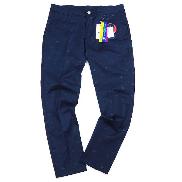 P164 新品 FILA GOLF フィラ ゴルフ 春夏 エンボス総柄 ストレッチ 9分丈 テーパード パンツ 吸汗速乾 UVカット Dカン 86 ネイビー_2