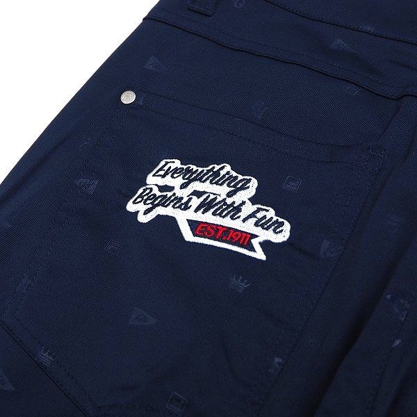 P164 新品 FILA GOLF フィラ ゴルフ 春夏 エンボス総柄 ストレッチ 9分丈 テーパード パンツ 吸汗速乾 UVカット Dカン 86 ネイビー_8