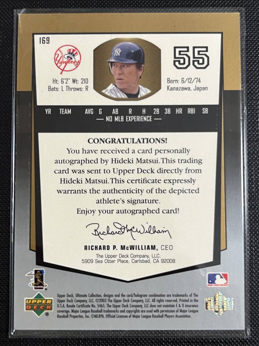 2003 Upper Deck Ultimate Collection HIDEKI MATSUI Autograph RC 
