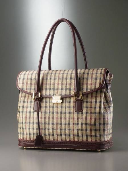 D6014*ダックス*チェック柄/レザー×PVC/ハンドバッグ/トート DAKS