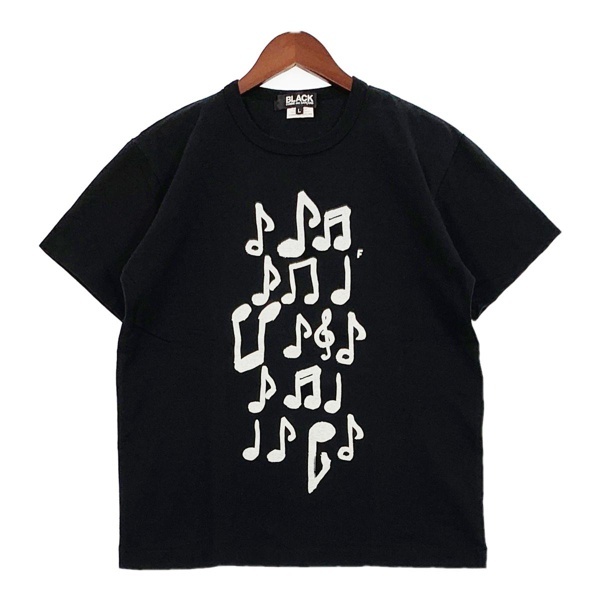 ブラック コムデギャルソン プリント Tシャツ AD2016 音符 ブラック コムデギャルソン プリント Tシャツ AD2016 音符