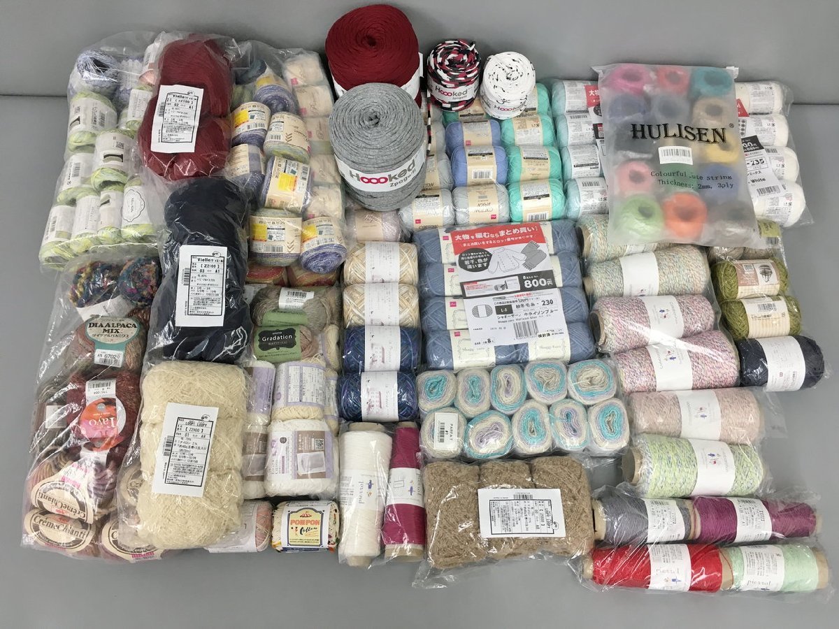 ごしょう産業 ダイヤモンド毛糸 ダイソー 他 毛糸・ループ紐・麻紐等大量まとめセット 未使用 2306LS136