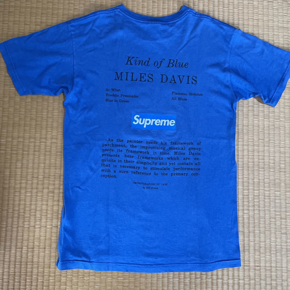 Supreme x マイルスデイビス コラボ バック box logo フォト Tシャツ Mブルー レア Tee ジャズ JAZZ