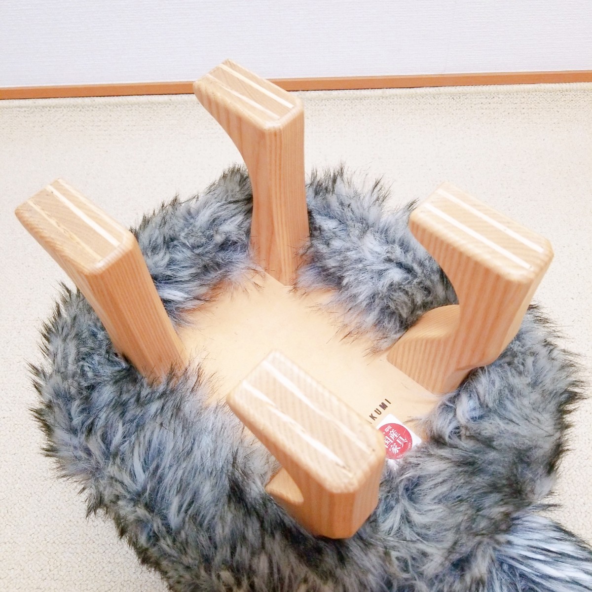 ○美品 レア○アニマルスツール 旭川家具 匠工芸 ウルフグレーミックス 