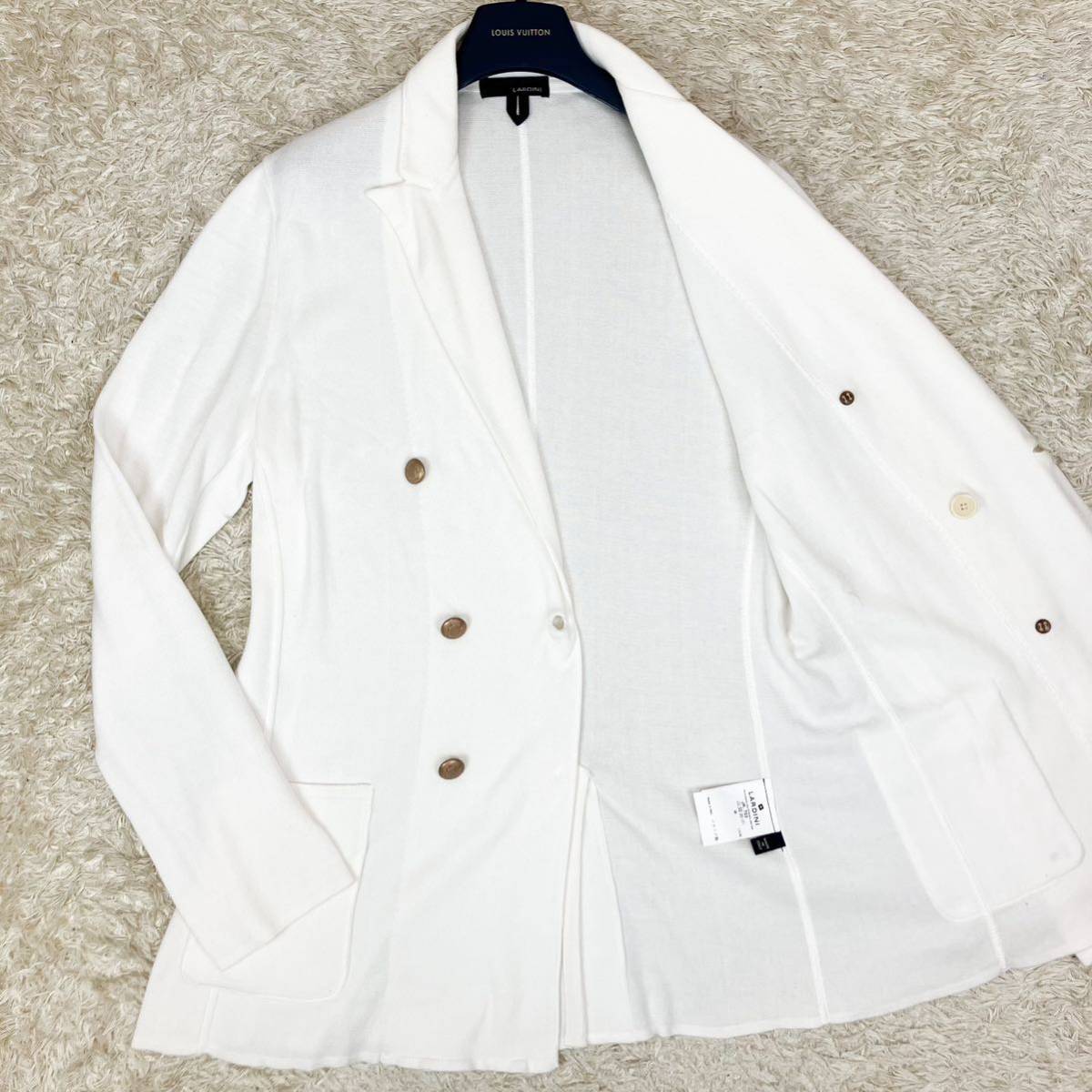 極美品 ラルディーニ LARDINI 金ボタン 伸縮ストレッチ ニット