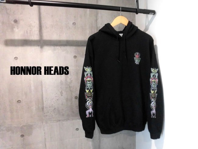 HONNOR HEADS 袖プリント スウェットパーカーL/プルオーバー フーディ 