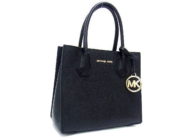 1円 ■新品同様■ MICHAEL KORS マイケルコース レザー 2WAY ショルダー ハンドバッグ 斜め掛けかばん レディース ブラック系 AL8575